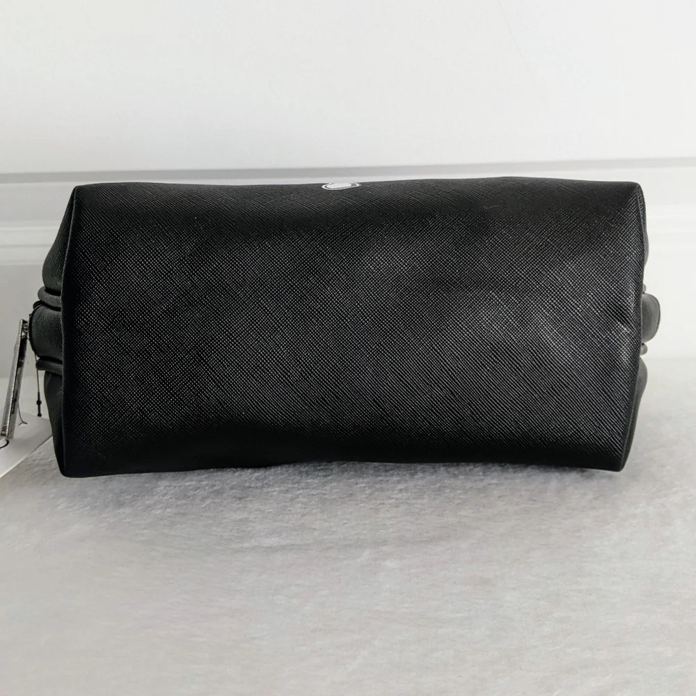 marc tetro Boston Terrier Large Cosmetic Case Pouch Bag PVC Saffiano Black NWT - Picture 8 of 12